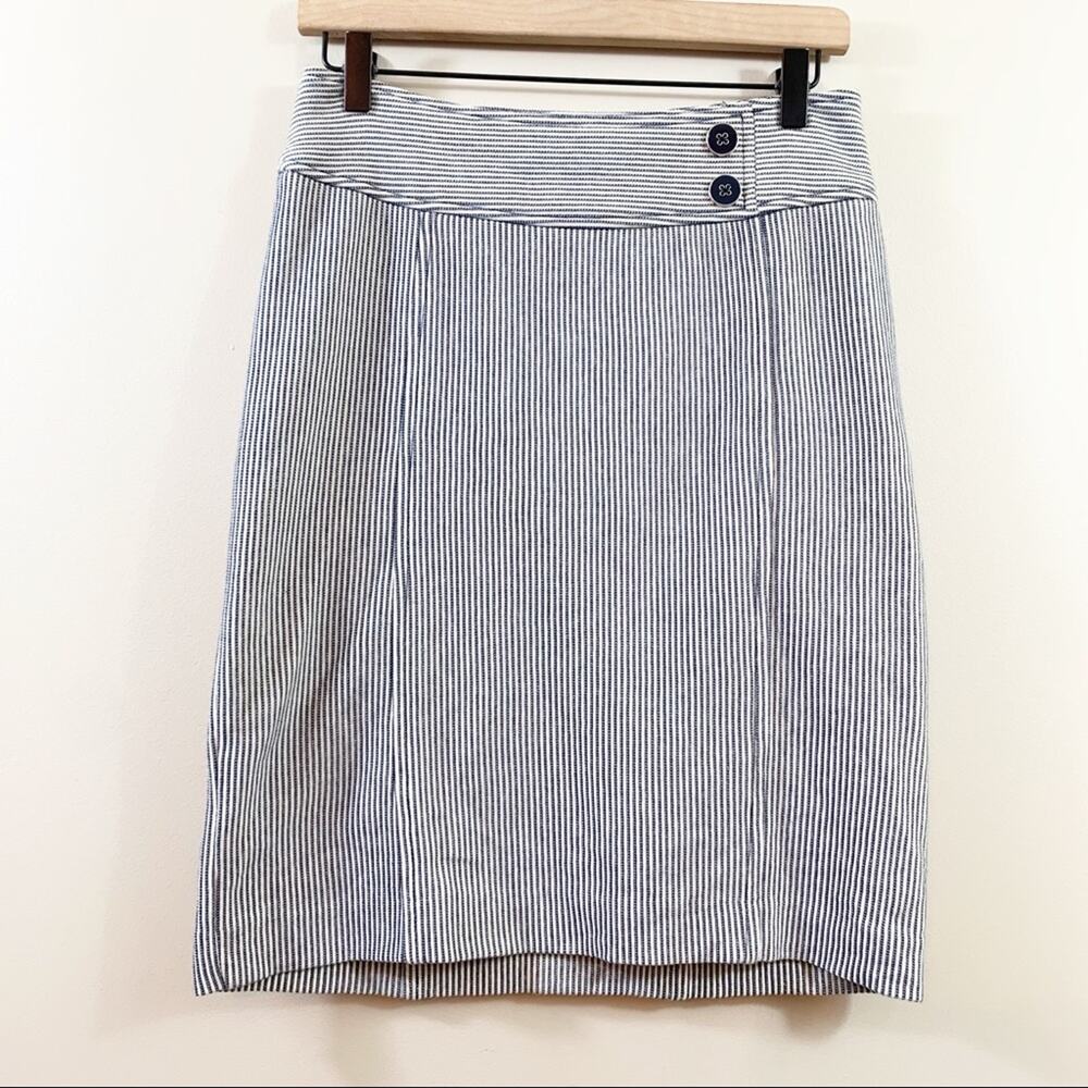 Banana Republic Factory Knit Stripe Navy/Cream Pencil Skirt